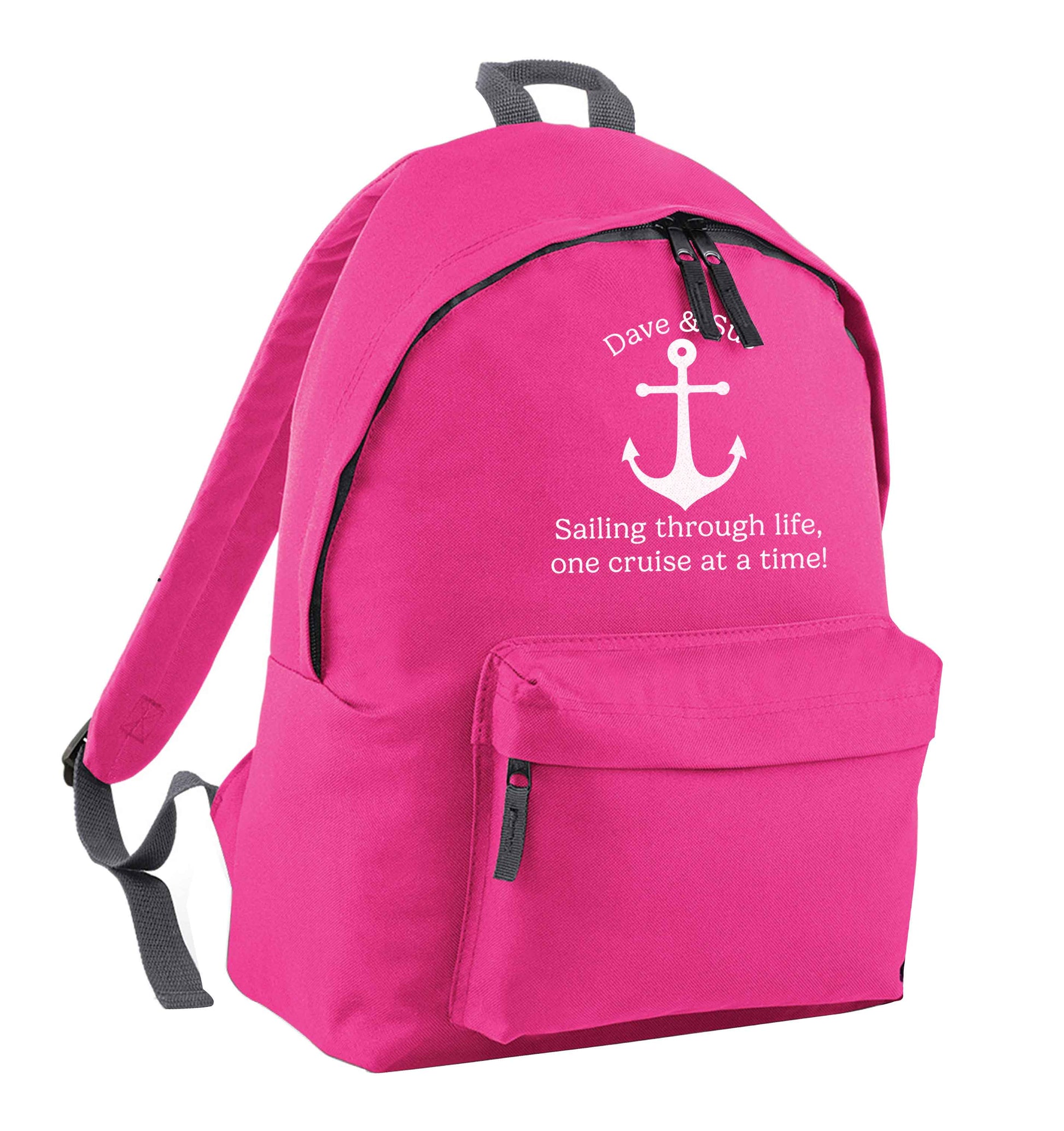 Sailing through life one cruise at a time - personalised pink adults backpack