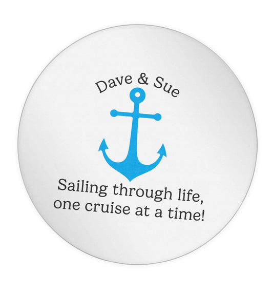 Sailing through life one cruise at a time - personalised 24 @ 45mm matt circle stickers