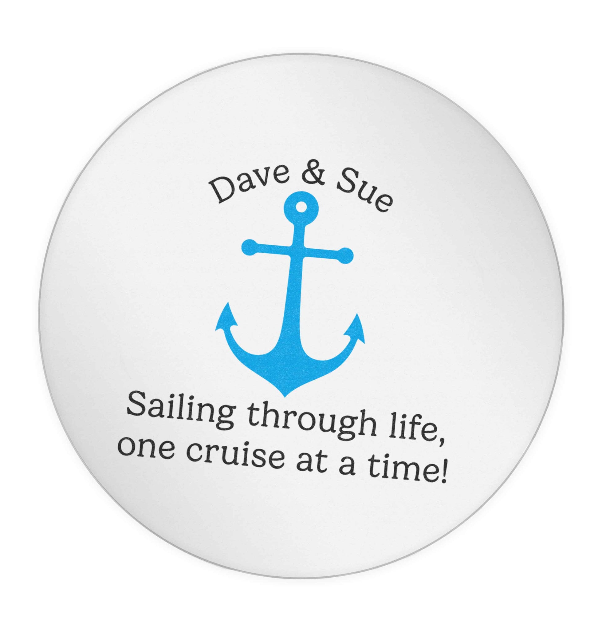 Sailing through life one cruise at a time - personalised 24 @ 45mm matt circle stickers