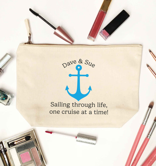 Sailing through life one cruise at a time - personalised natural makeup bag