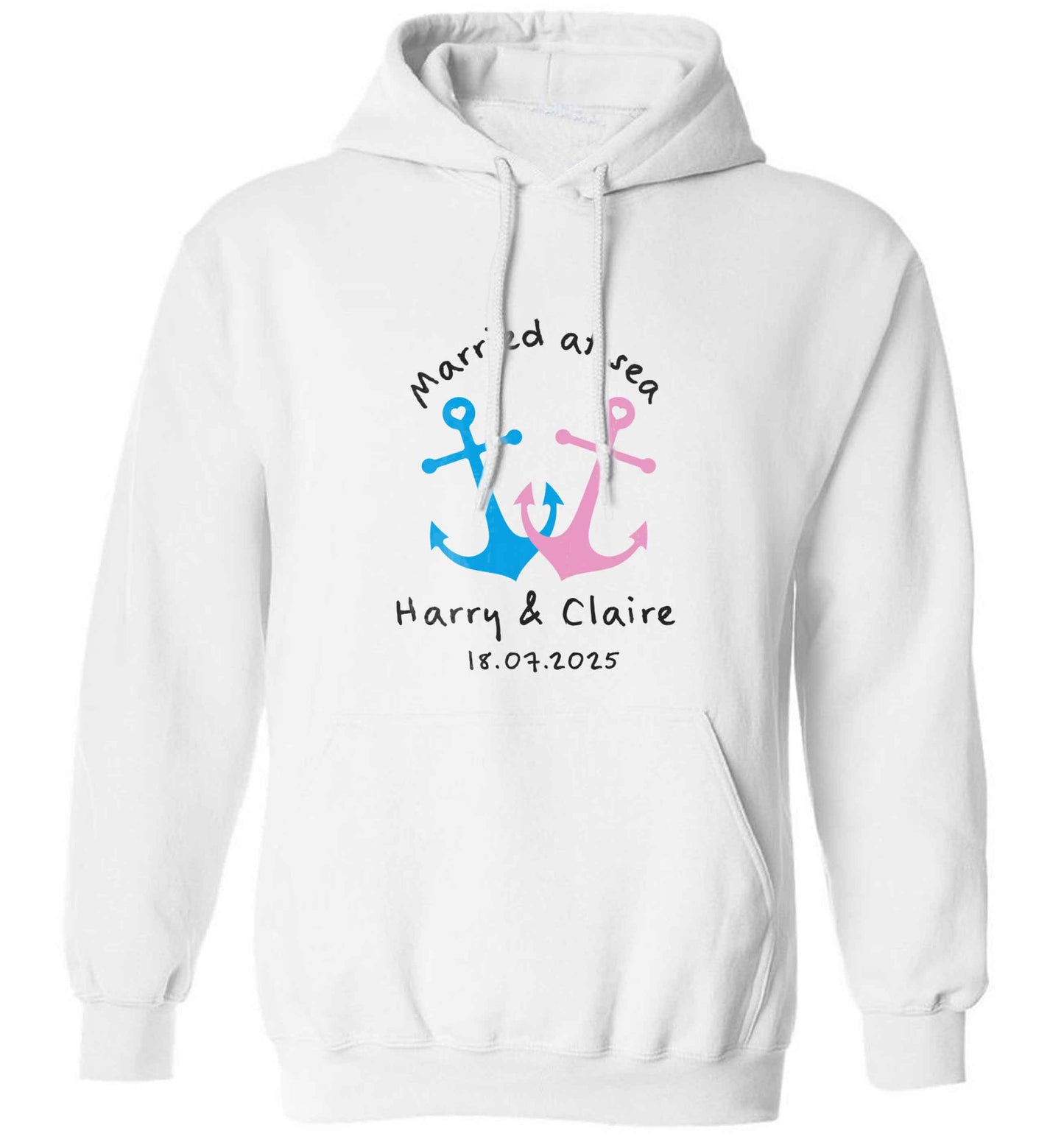 Married at sea adults unisex white hoodie 2XL