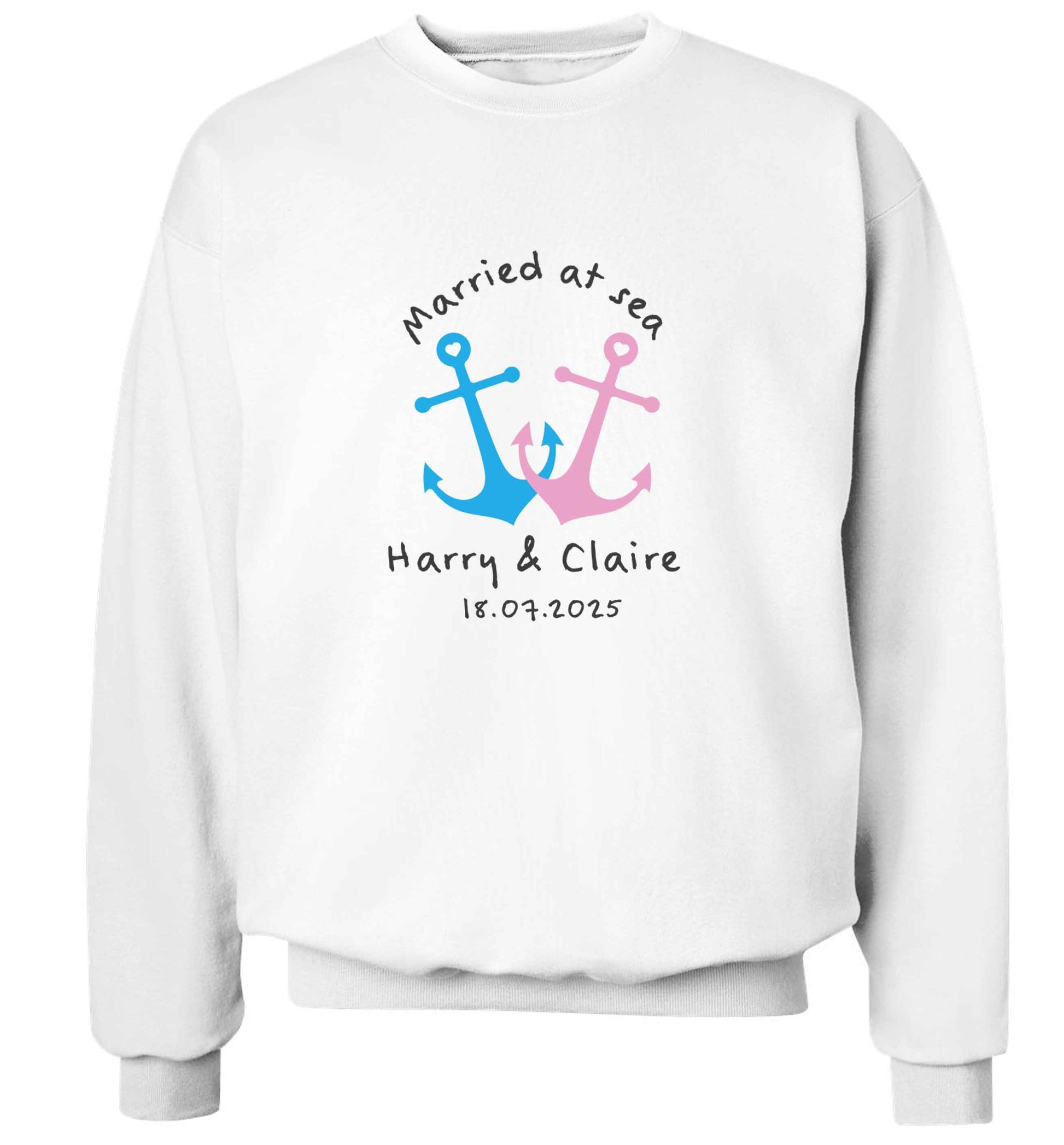 Married at sea adult's unisex white sweater 2XL