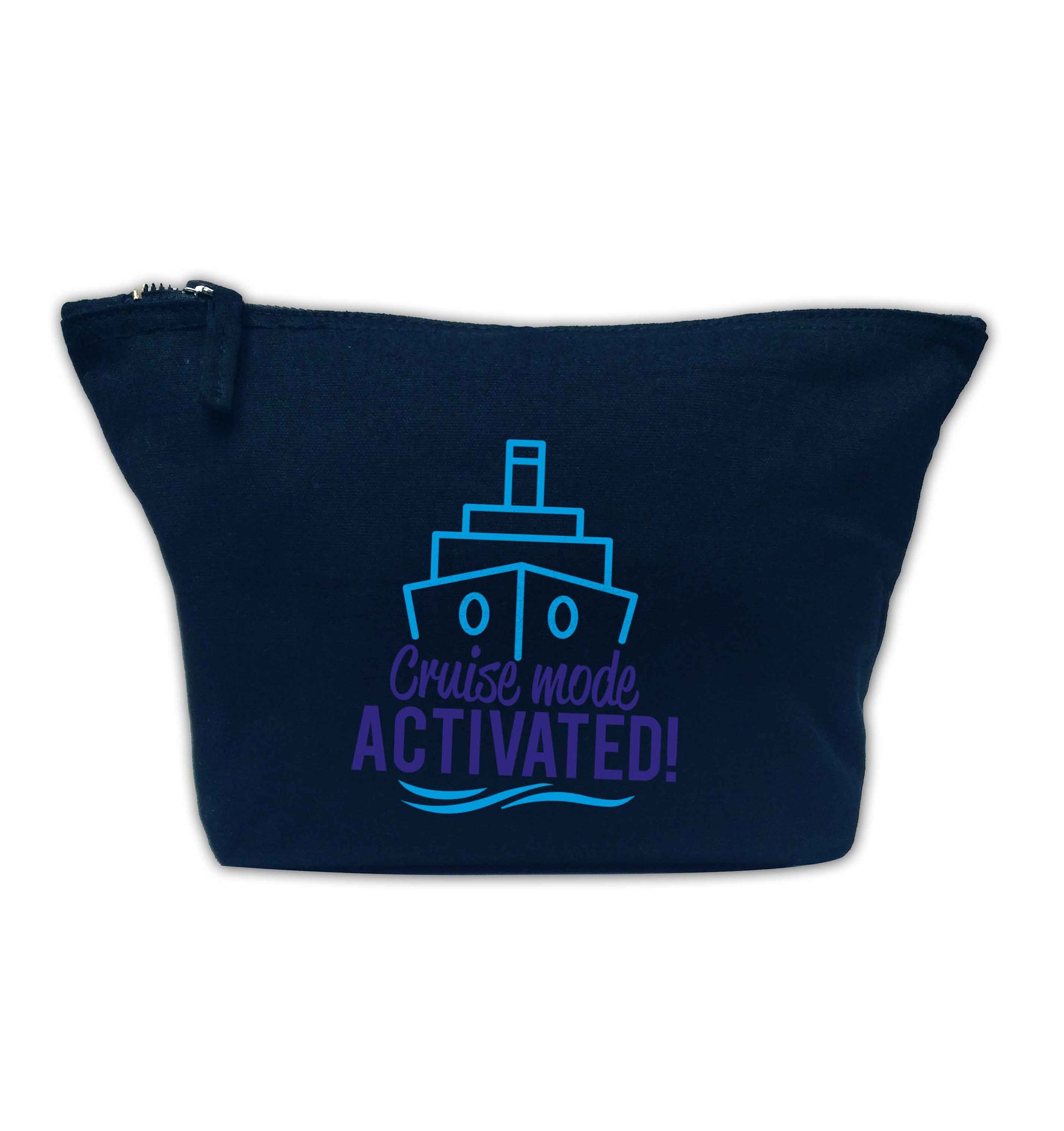 Cruise mode activated navy makeup bag