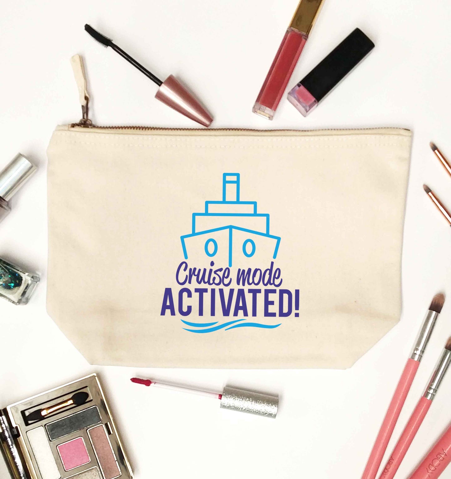 Cruise mode activated natural makeup bag
