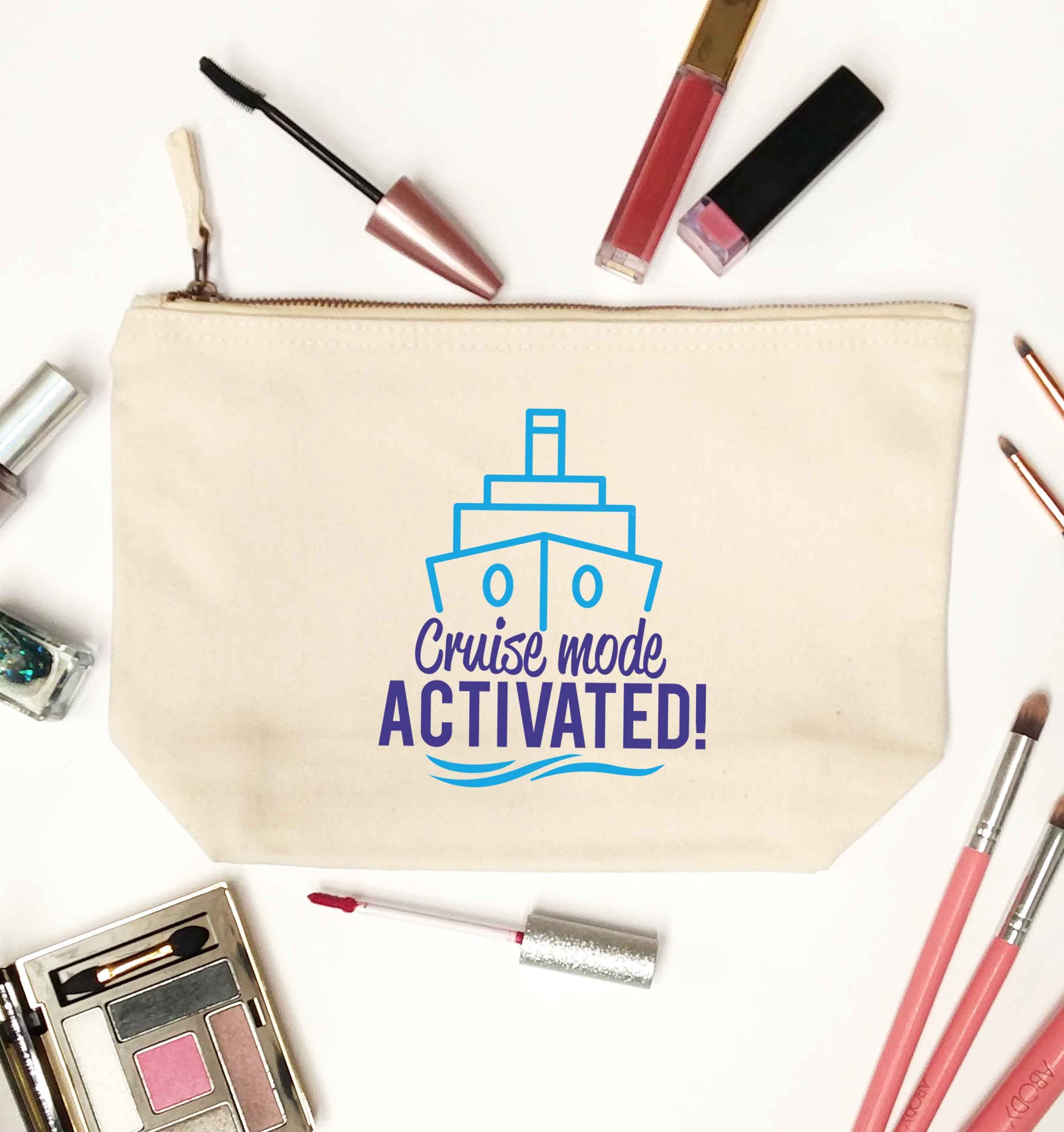Cruise mode activated natural makeup bag