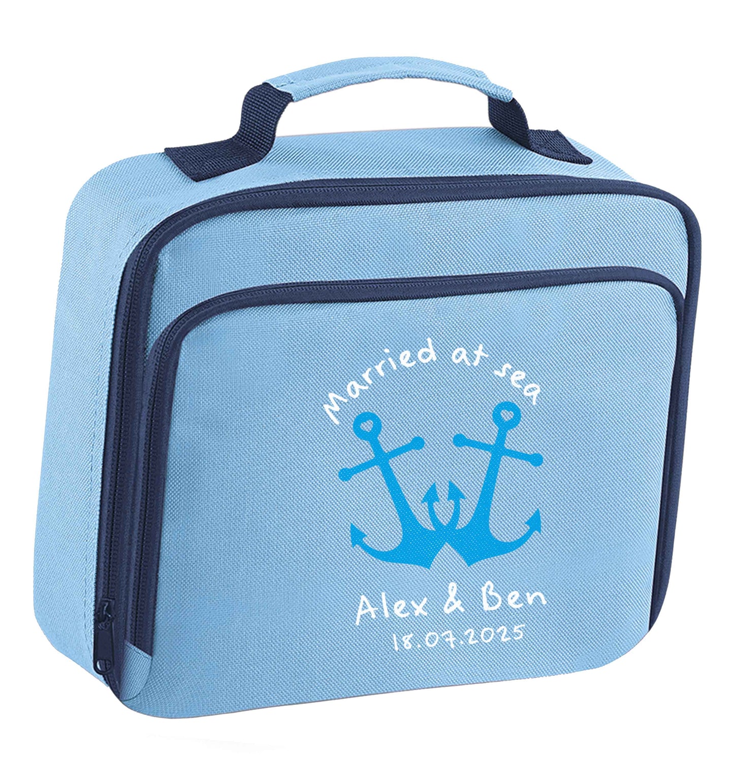 Married at sea blue anchors insulated blue lunch bag cooler