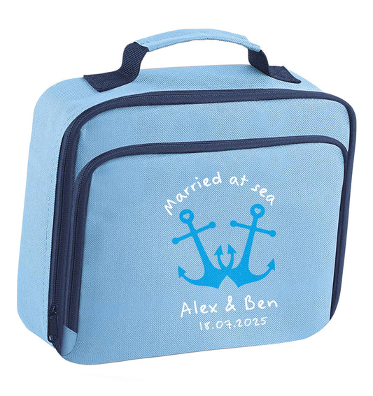 Married at sea blue anchors insulated blue lunch bag cooler