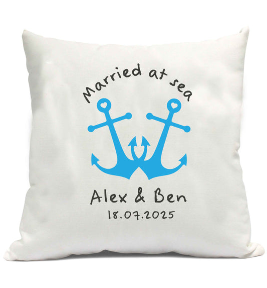 Married at sea blue anchors cushion cover and filling