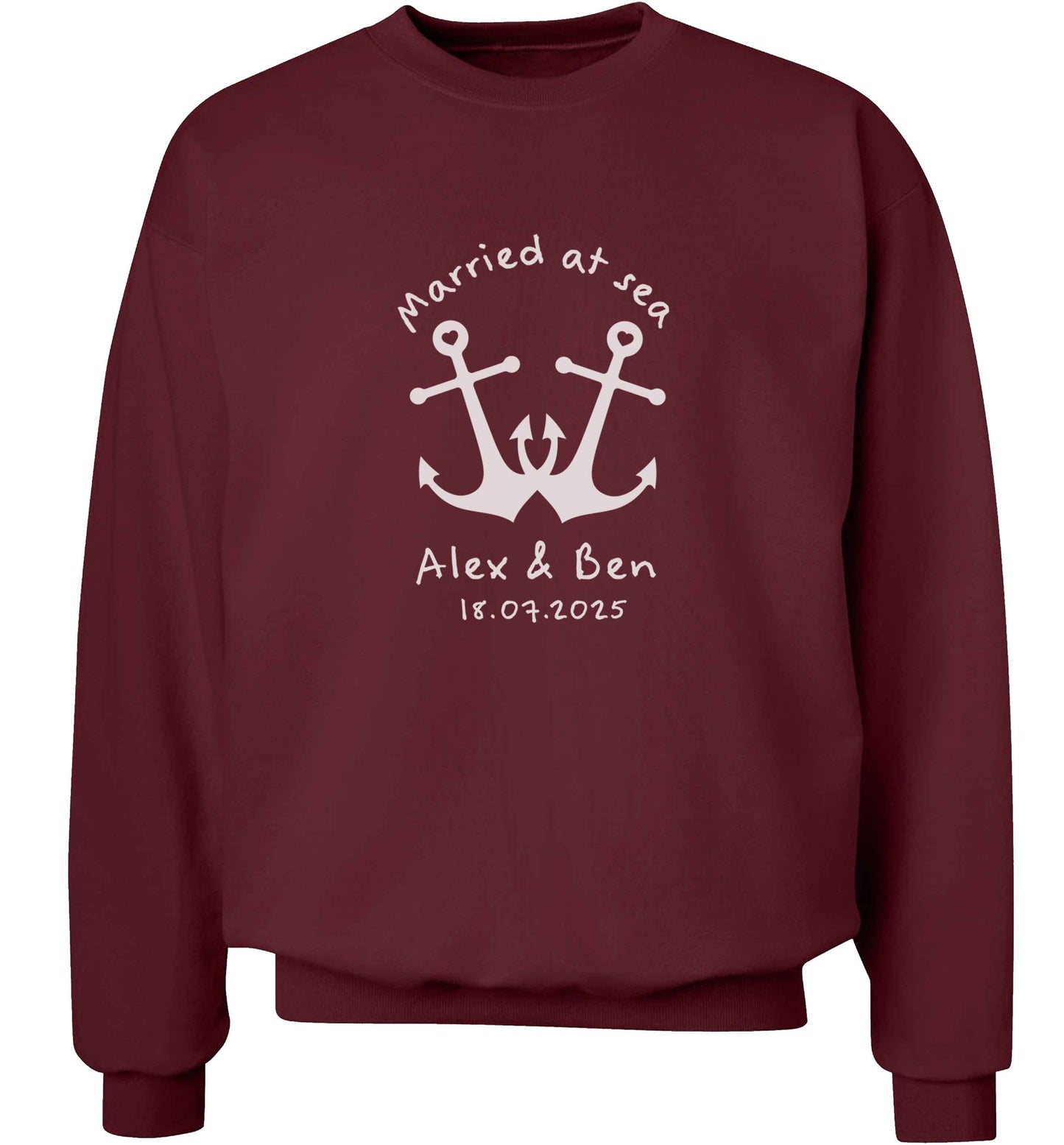 Married at sea blue anchors adult's unisex maroon sweater 2XL
