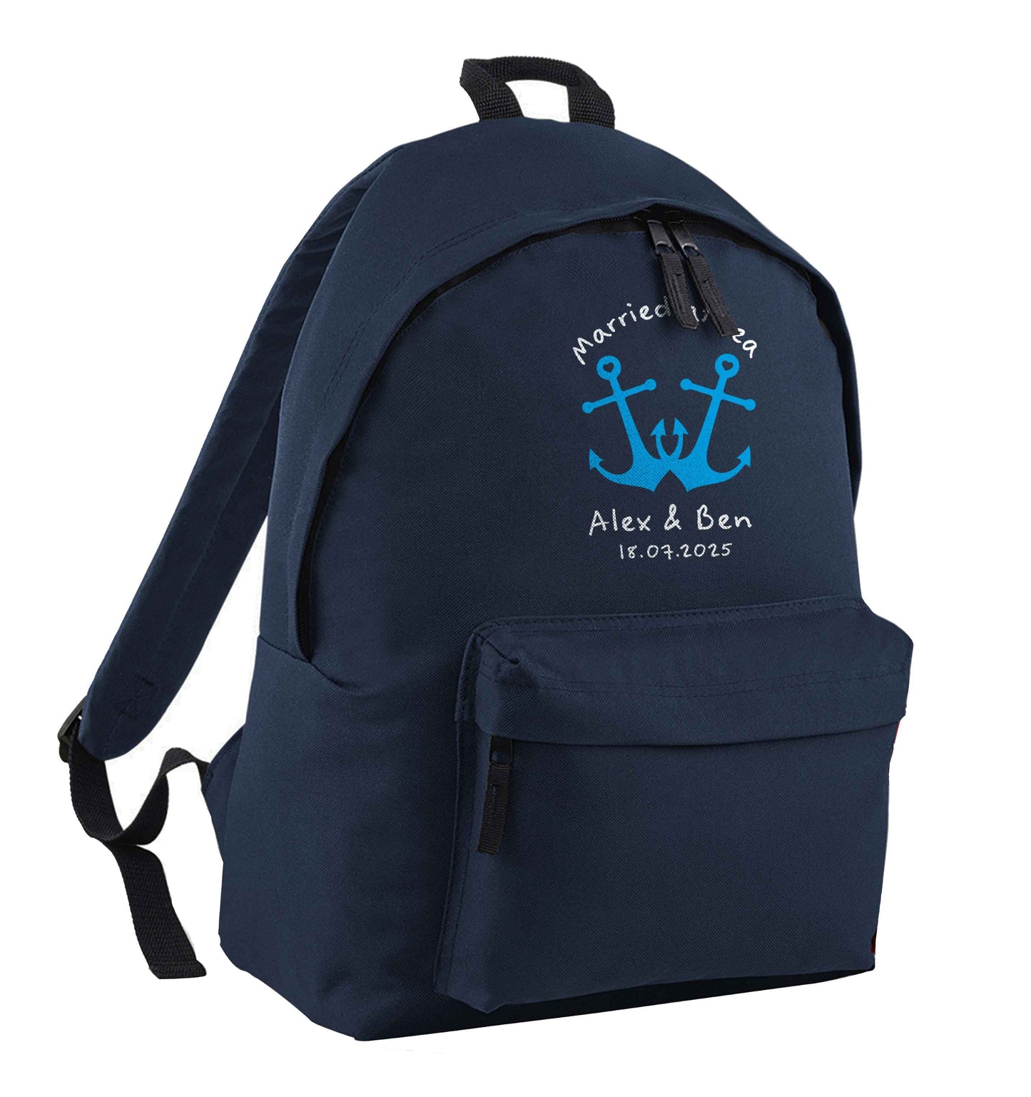 Married at sea blue anchors navy adults backpack