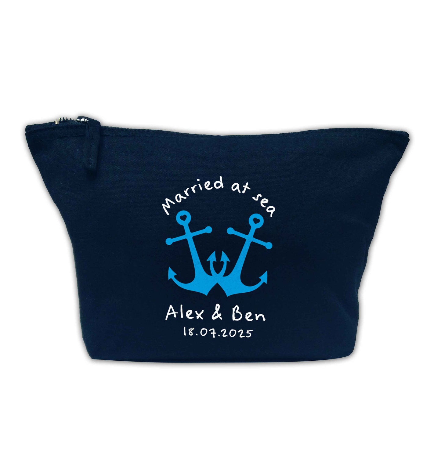 Married at sea blue anchors navy makeup bag