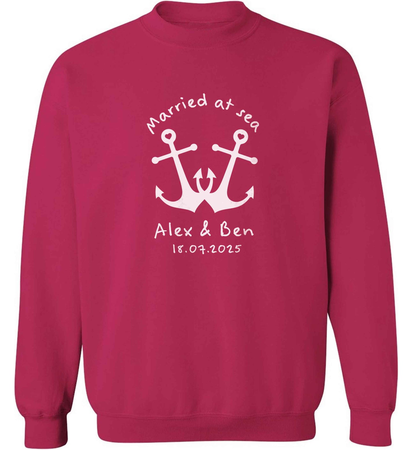 Married at sea blue anchors adult's unisex pink sweater 2XL