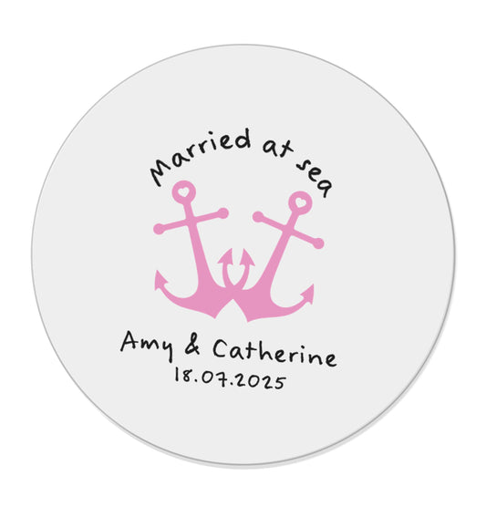 Married at sea pink anchors |  Magnet