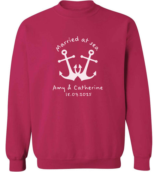 Married at sea pink anchors adult's unisex pink sweater 2XL