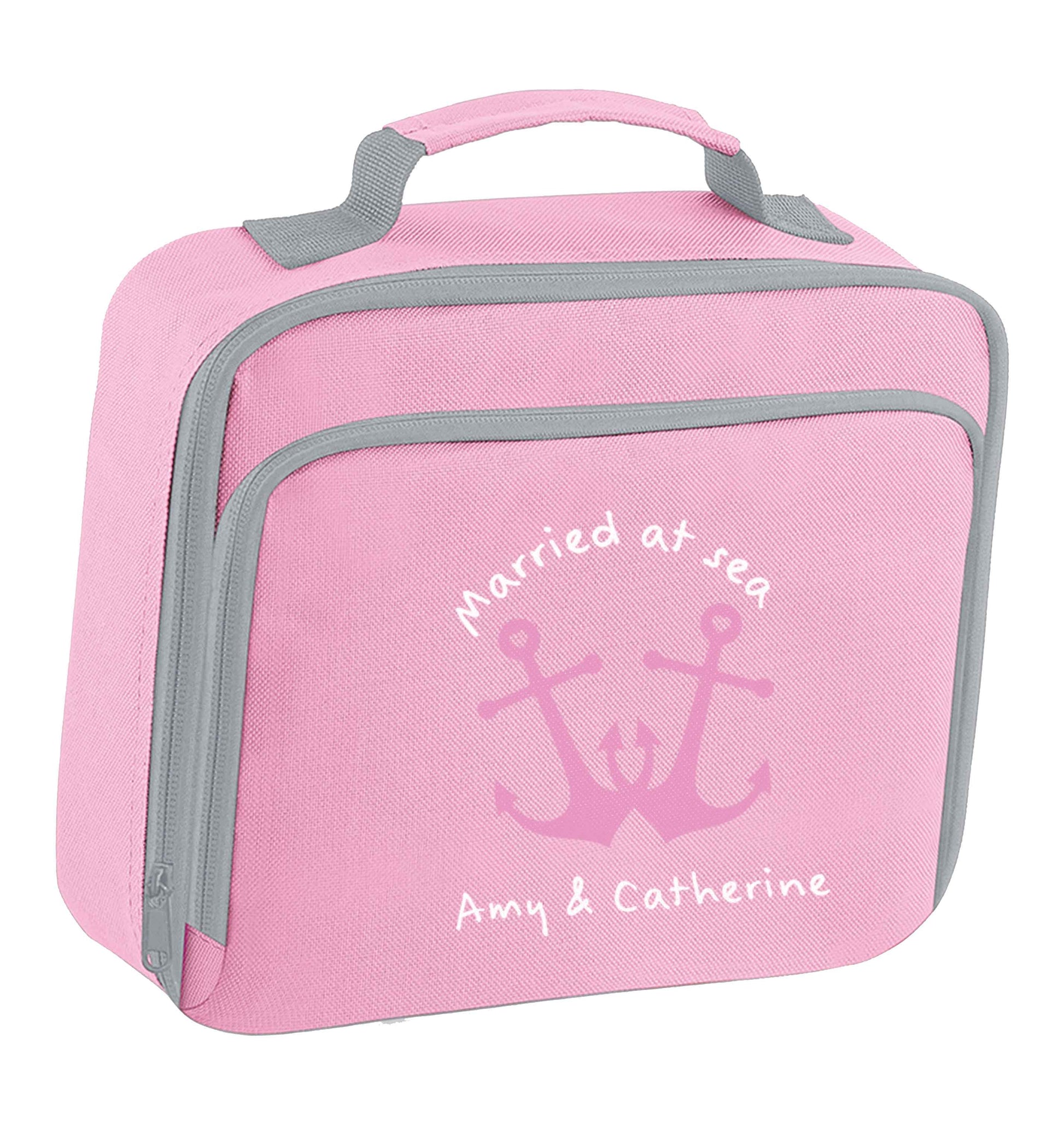 Married at sea pink anchors insulated pink lunch bag cooler