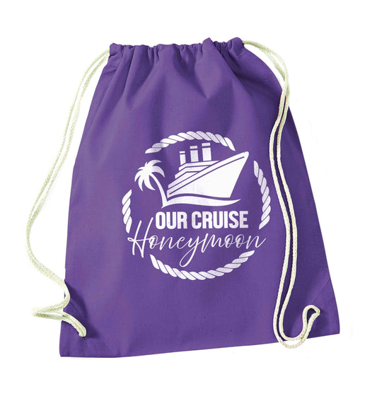 Our cruise honeymoon purple drawstring bag