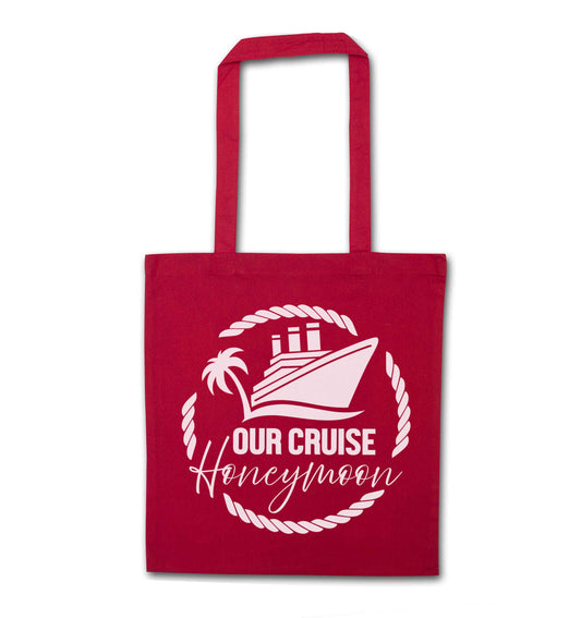 Our cruise honeymoon red tote bag