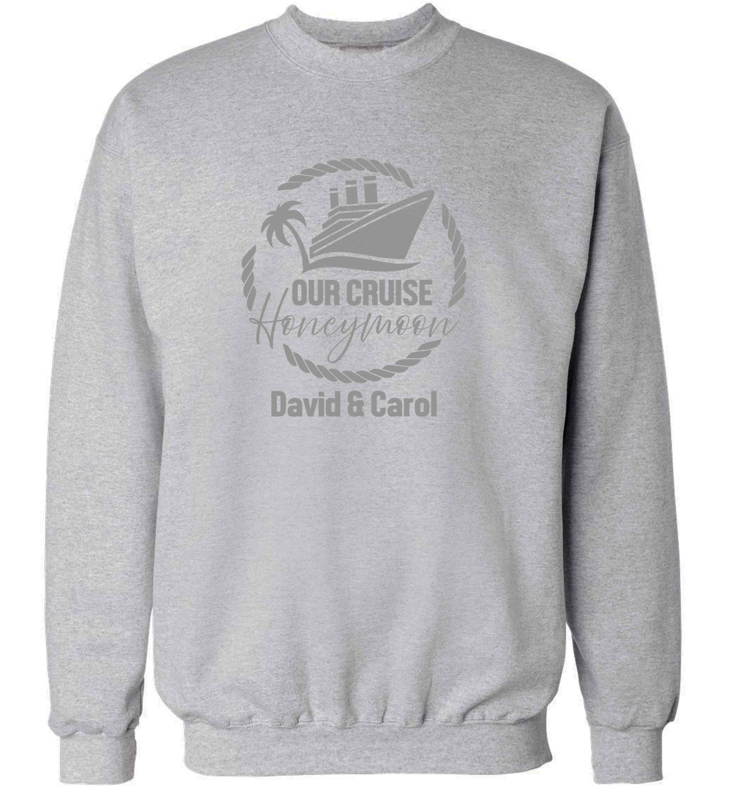 Our cruise honeymoon personalised adult's unisex grey sweater 2XL