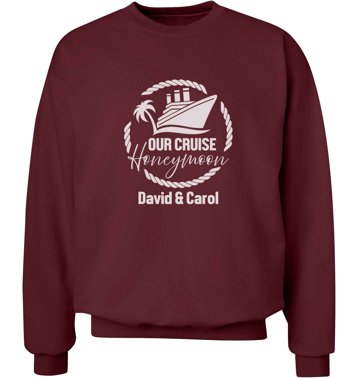 Our cruise honeymoon personalised adult's unisex maroon sweater 2XL