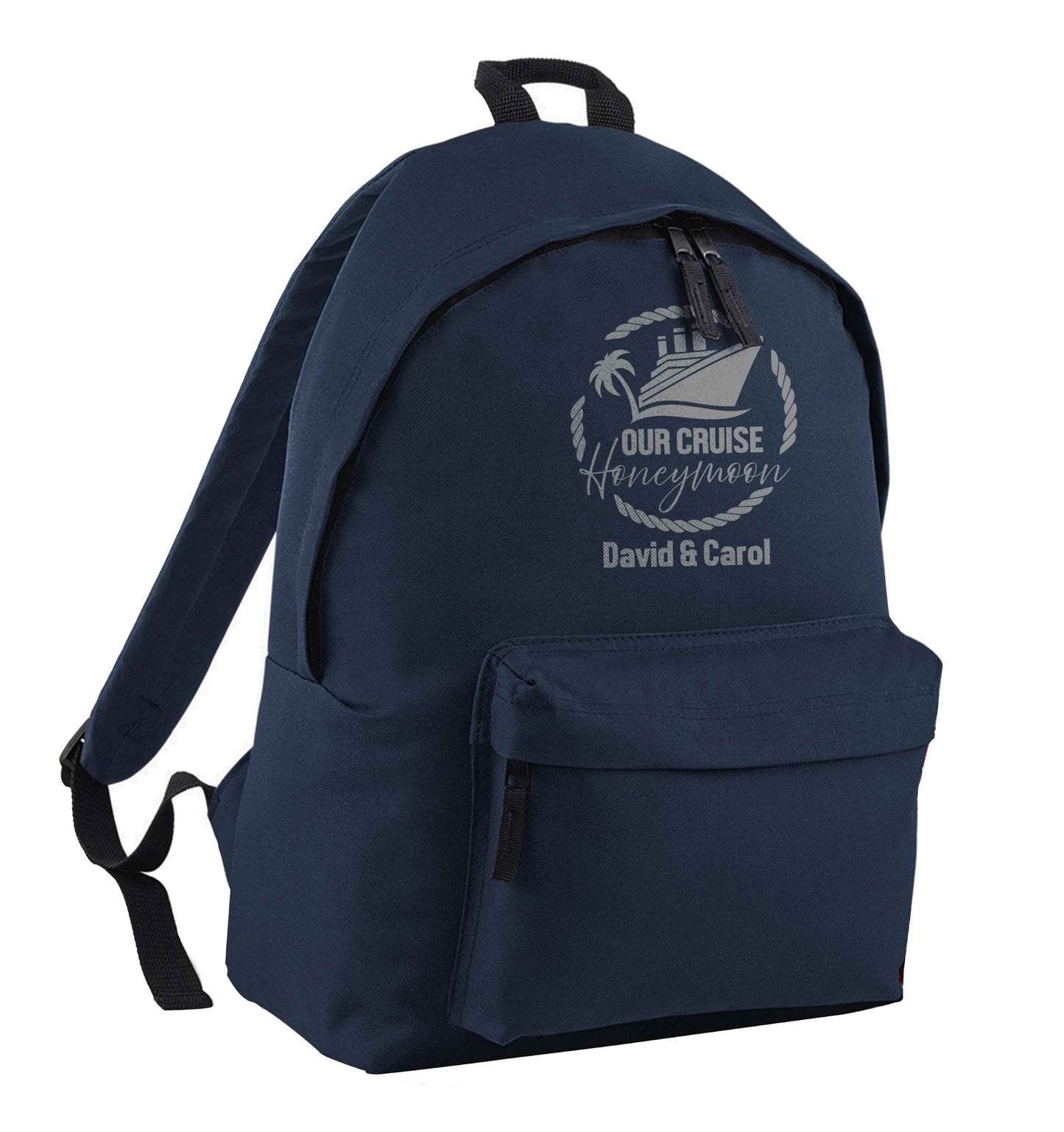 Our cruise honeymoon personalised navy adults backpack