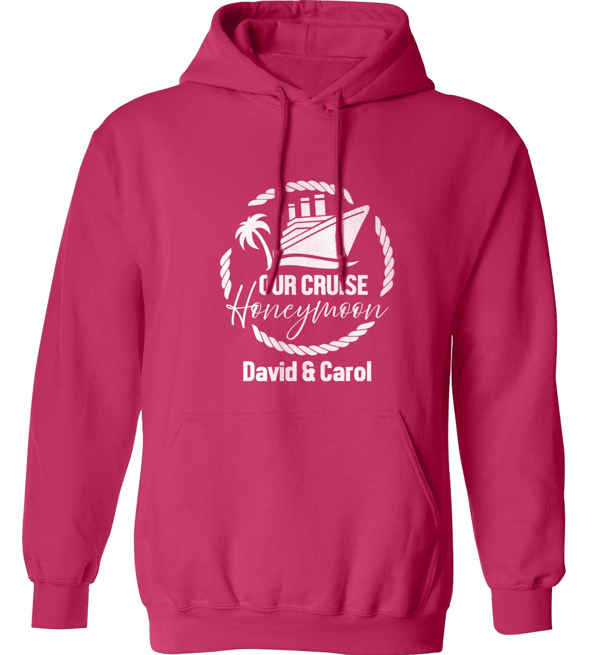 Our cruise honeymoon personalised adults unisex pink hoodie 2XL