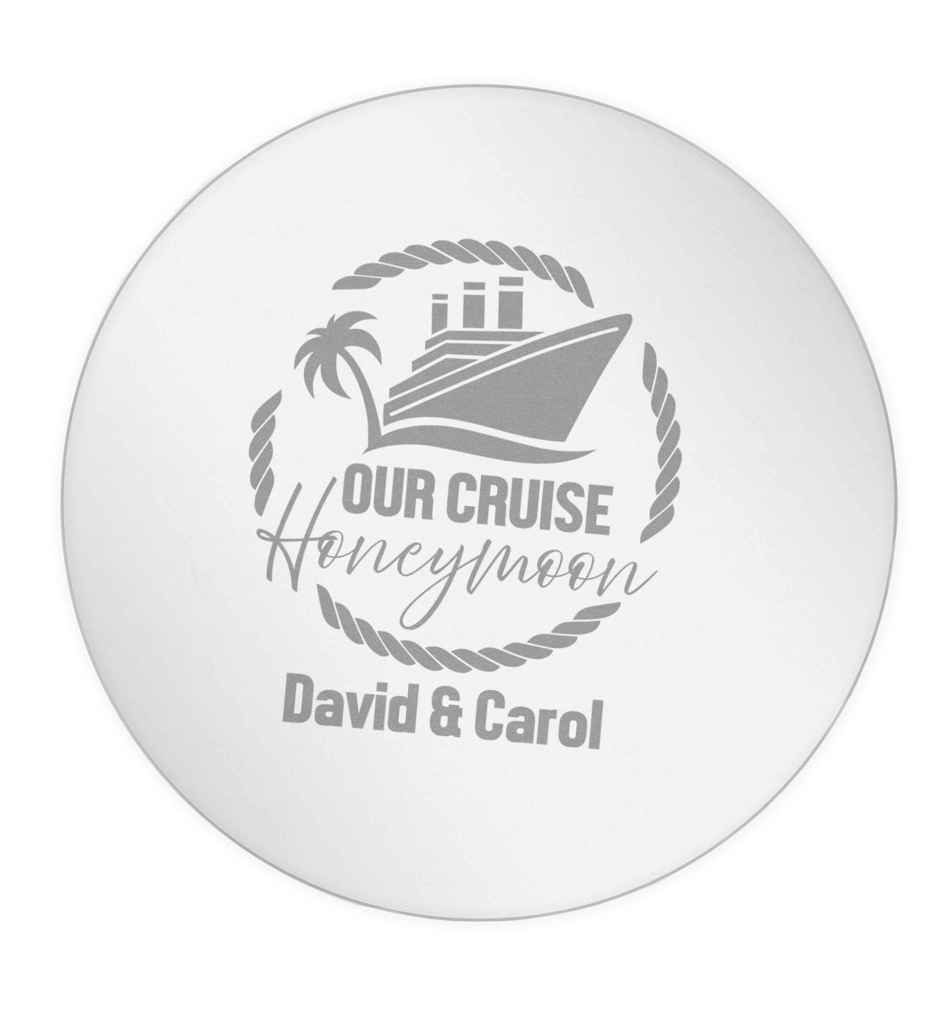 Our cruise honeymoon personalised 24 @ 45mm matt circle stickers