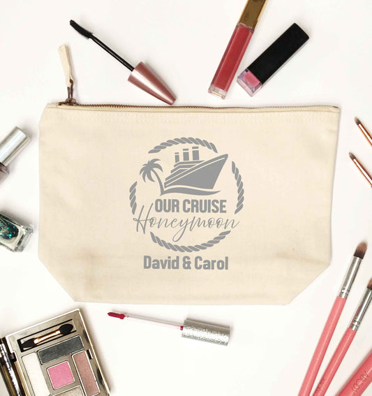 Our cruise honeymoon personalised natural makeup bag