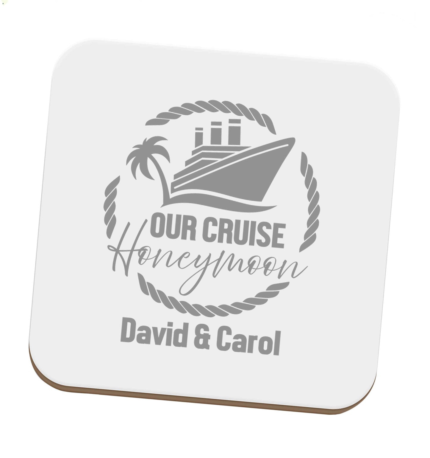Our cruise honeymoon personalised set of four coasters