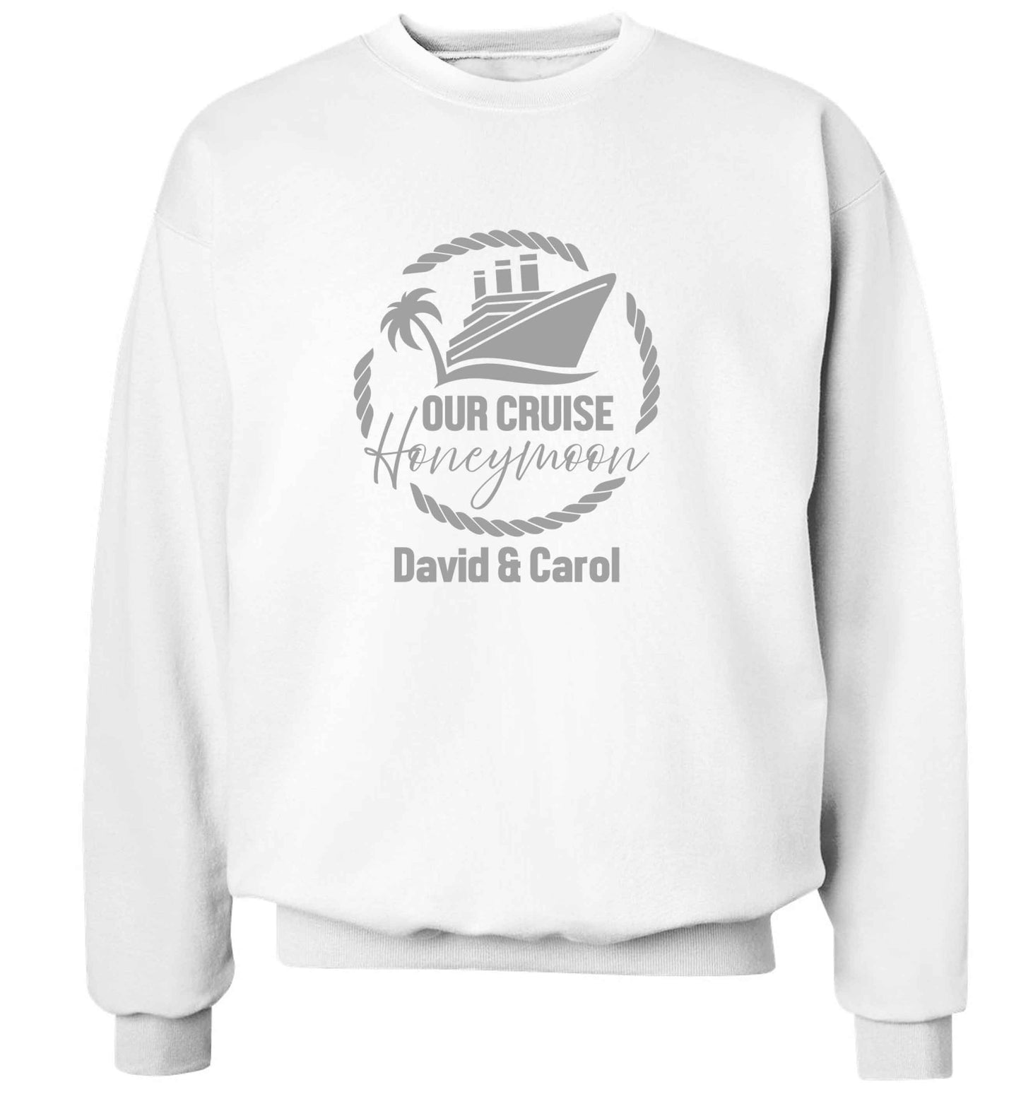 Our cruise honeymoon personalised adult's unisex white sweater 2XL