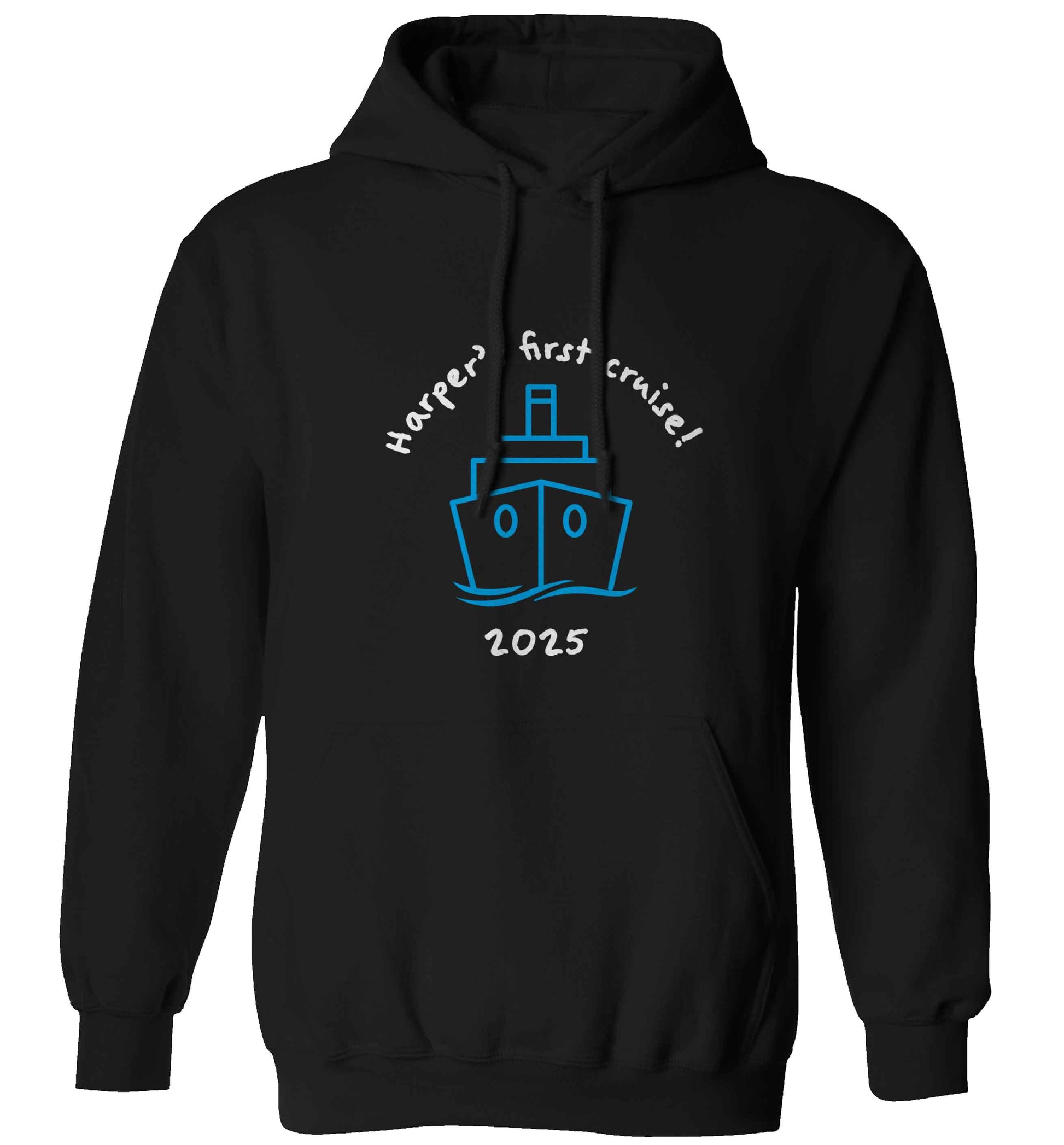 Personalised first cruise adults unisex black hoodie 2XL