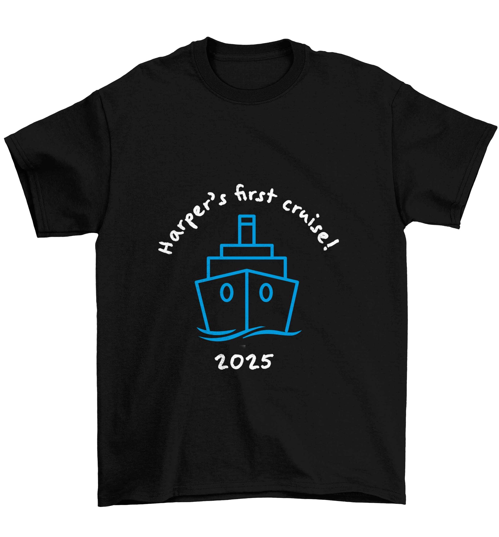 Personalised first cruise Children's black Tshirt 12-13 Years