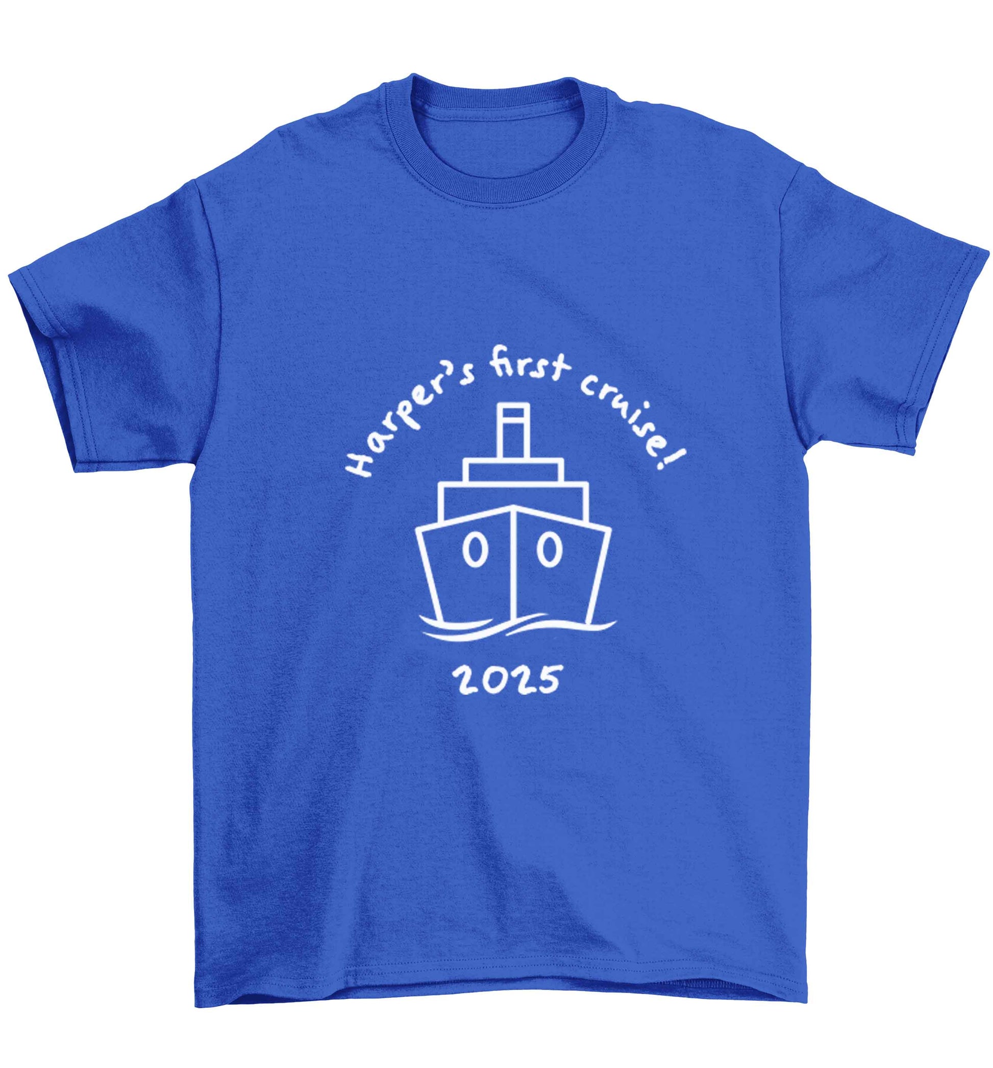 Personalised first cruise Children's blue Tshirt 12-13 Years