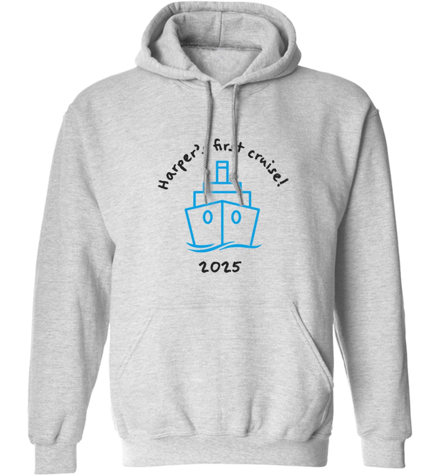 Personalised first cruise adults unisex grey hoodie 2XL