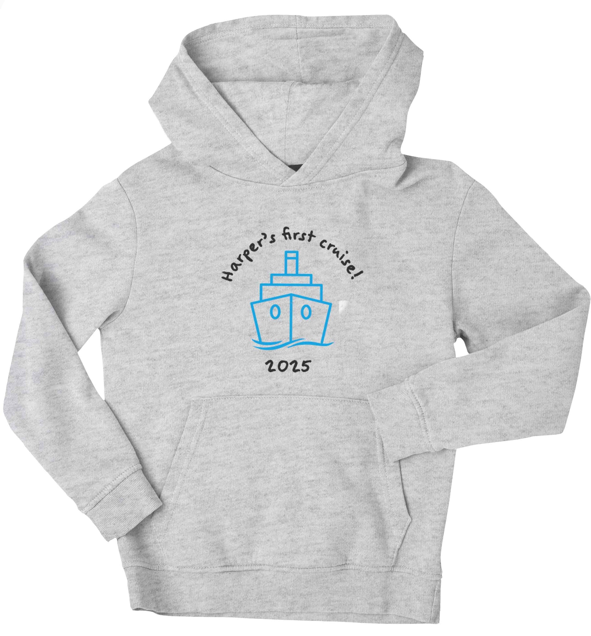 Personalised first cruise children's grey hoodie 12-13 Years
