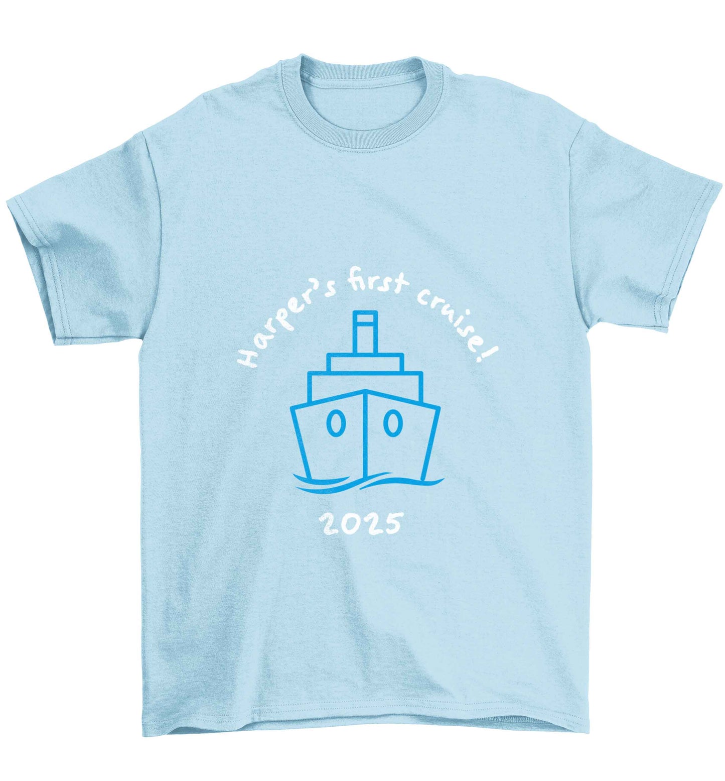 Personalised first cruise Children's light blue Tshirt 12-13 Years