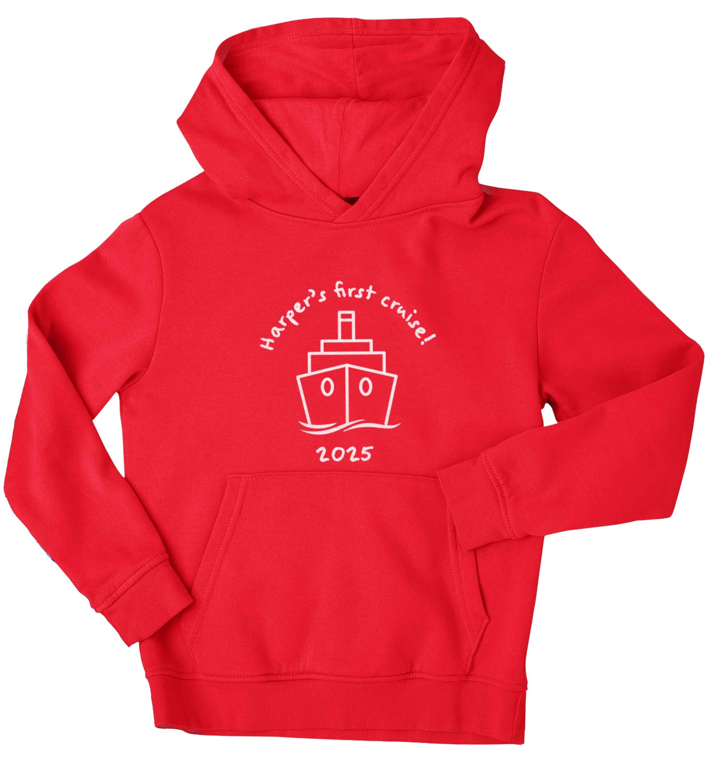 Personalised first cruise children's red hoodie 12-13 Years