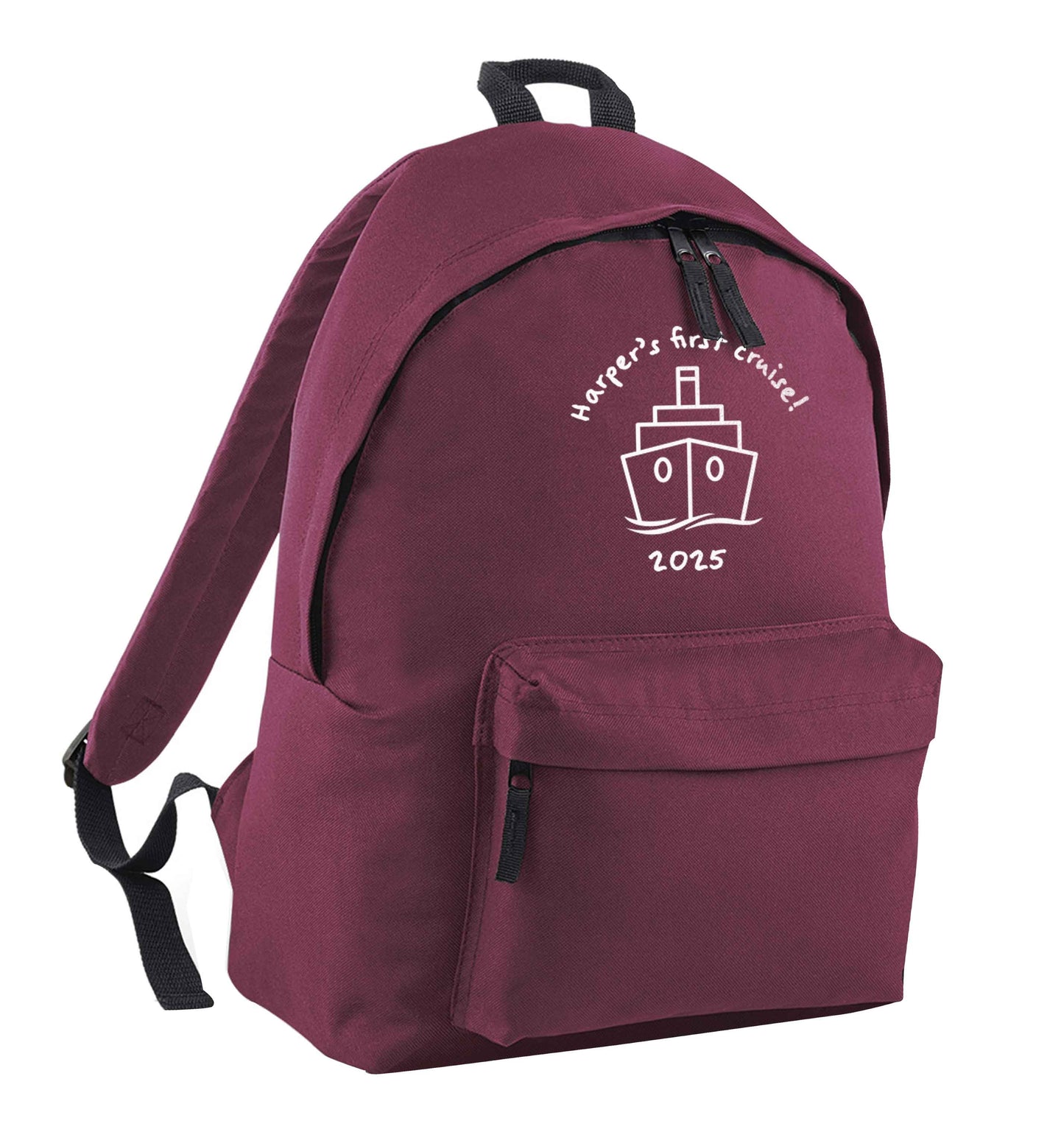 Personalised first cruise maroon children's backpack