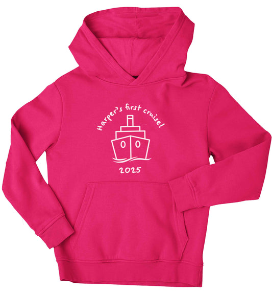 Personalised first cruise children's pink hoodie 12-13 Years