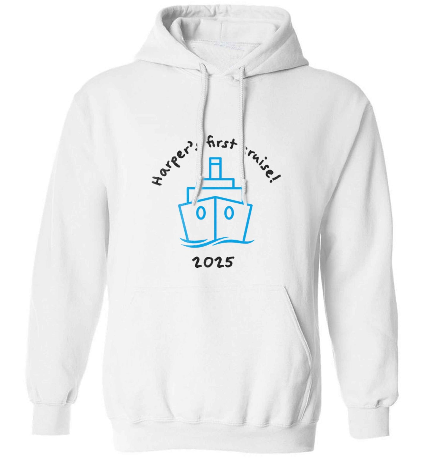 Personalised first cruise adults unisex white hoodie 2XL