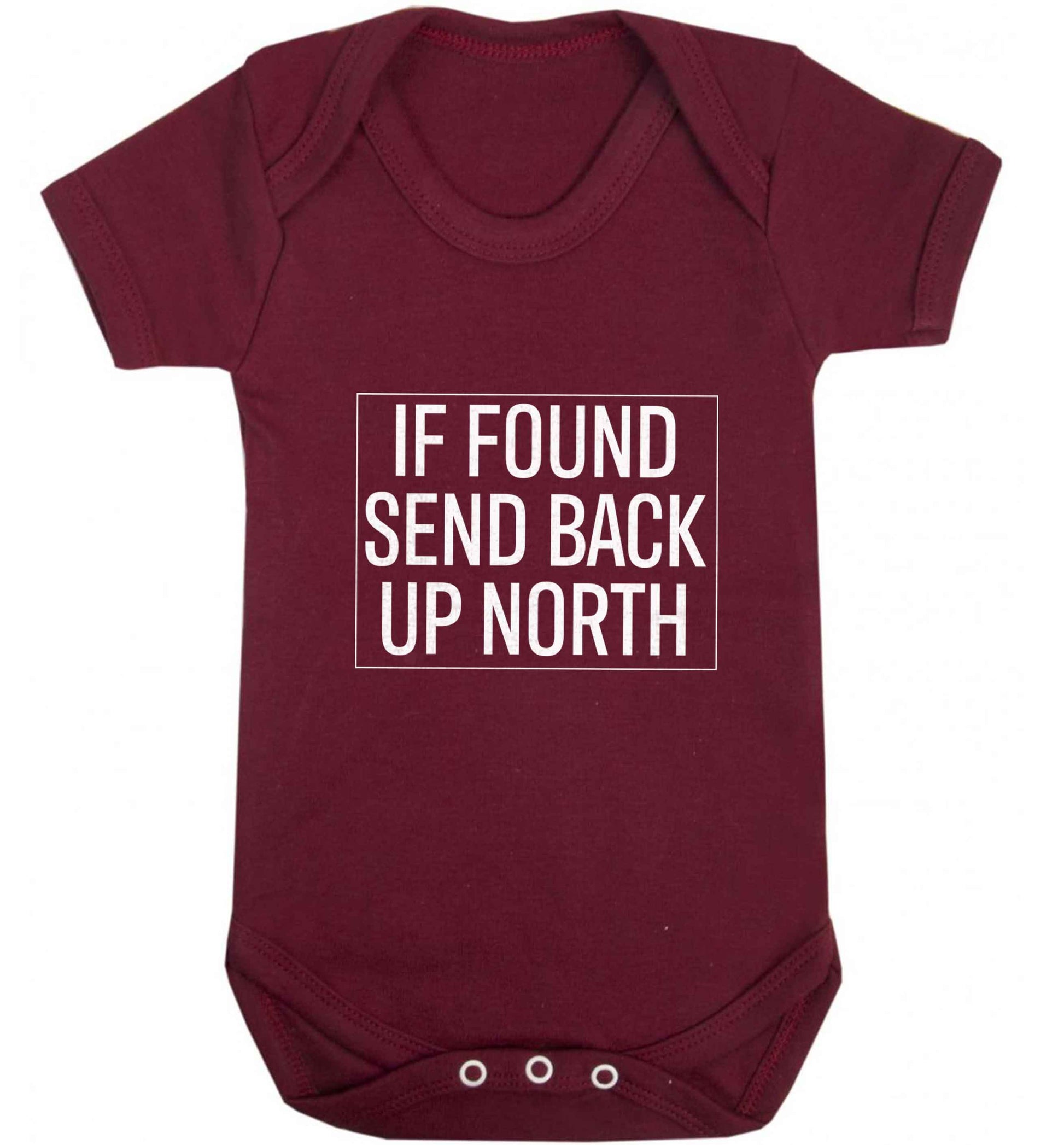 If found send back up North baby vest maroon 18-24 months