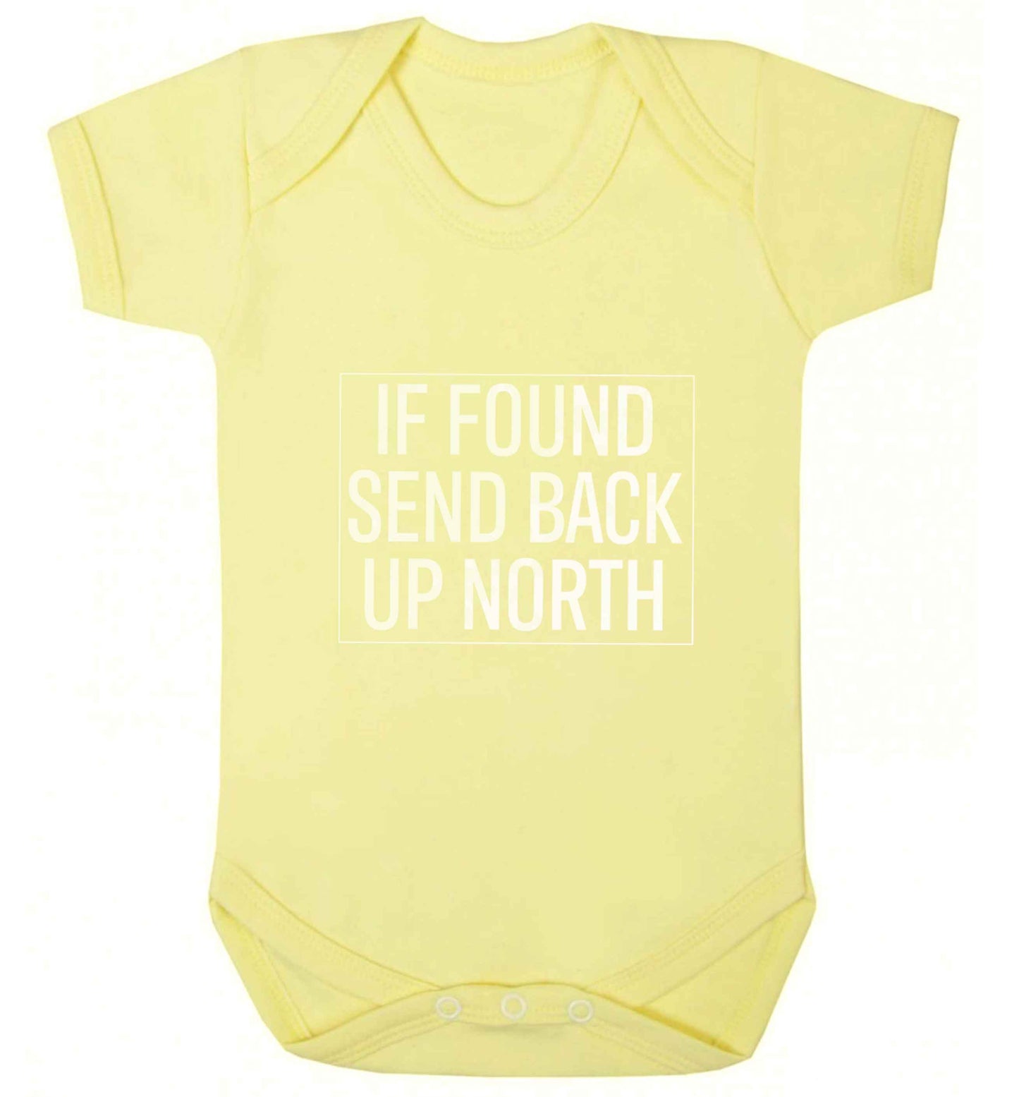 If found send back up North baby vest pale yellow 18-24 months