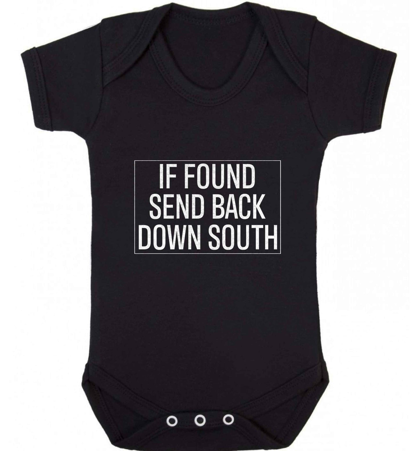 If found send back down South baby vest black 18-24 months