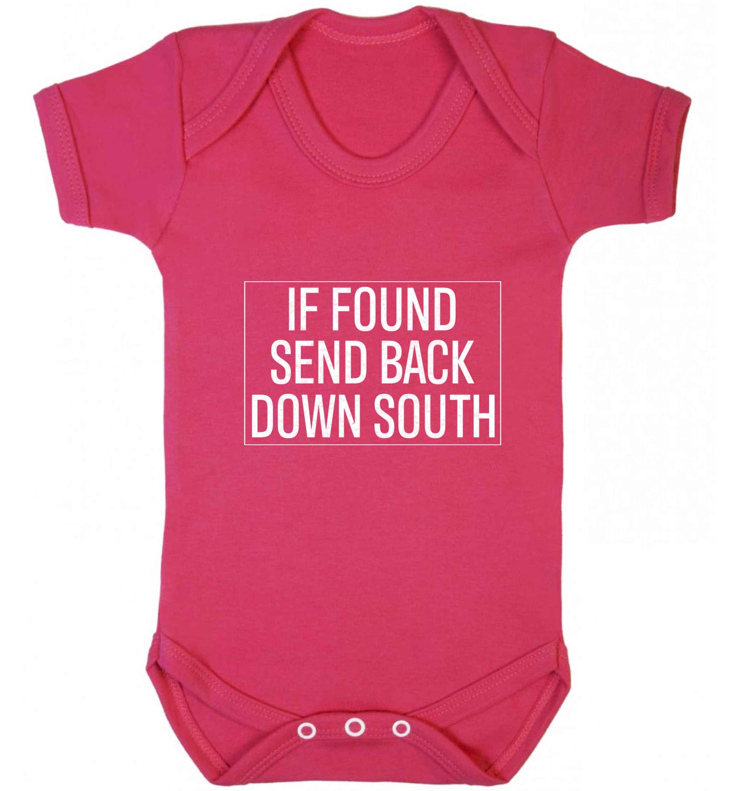 If found send back down South baby vest dark pink 18-24 months