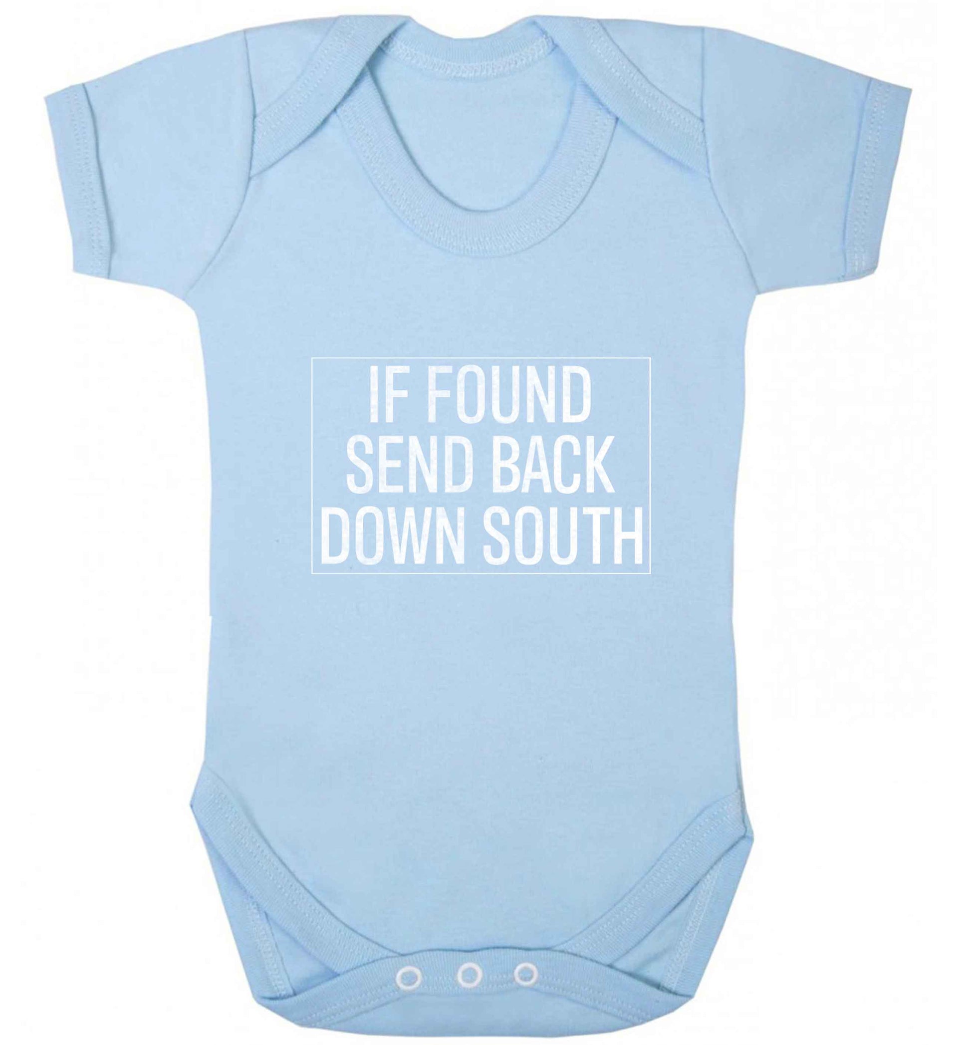 If found send back down South baby vest pale blue 18-24 months