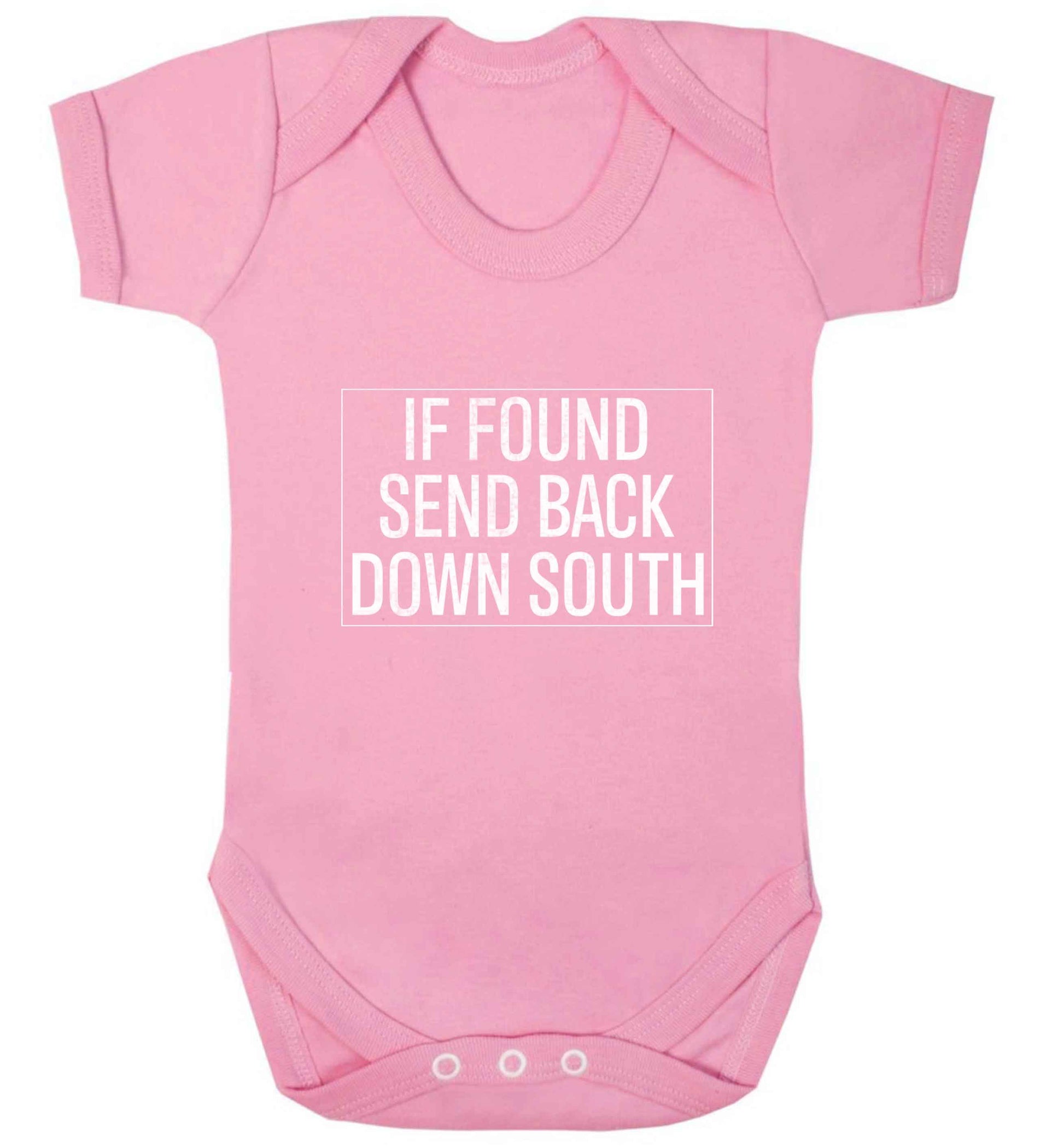 If found send back down South baby vest pale pink 18-24 months