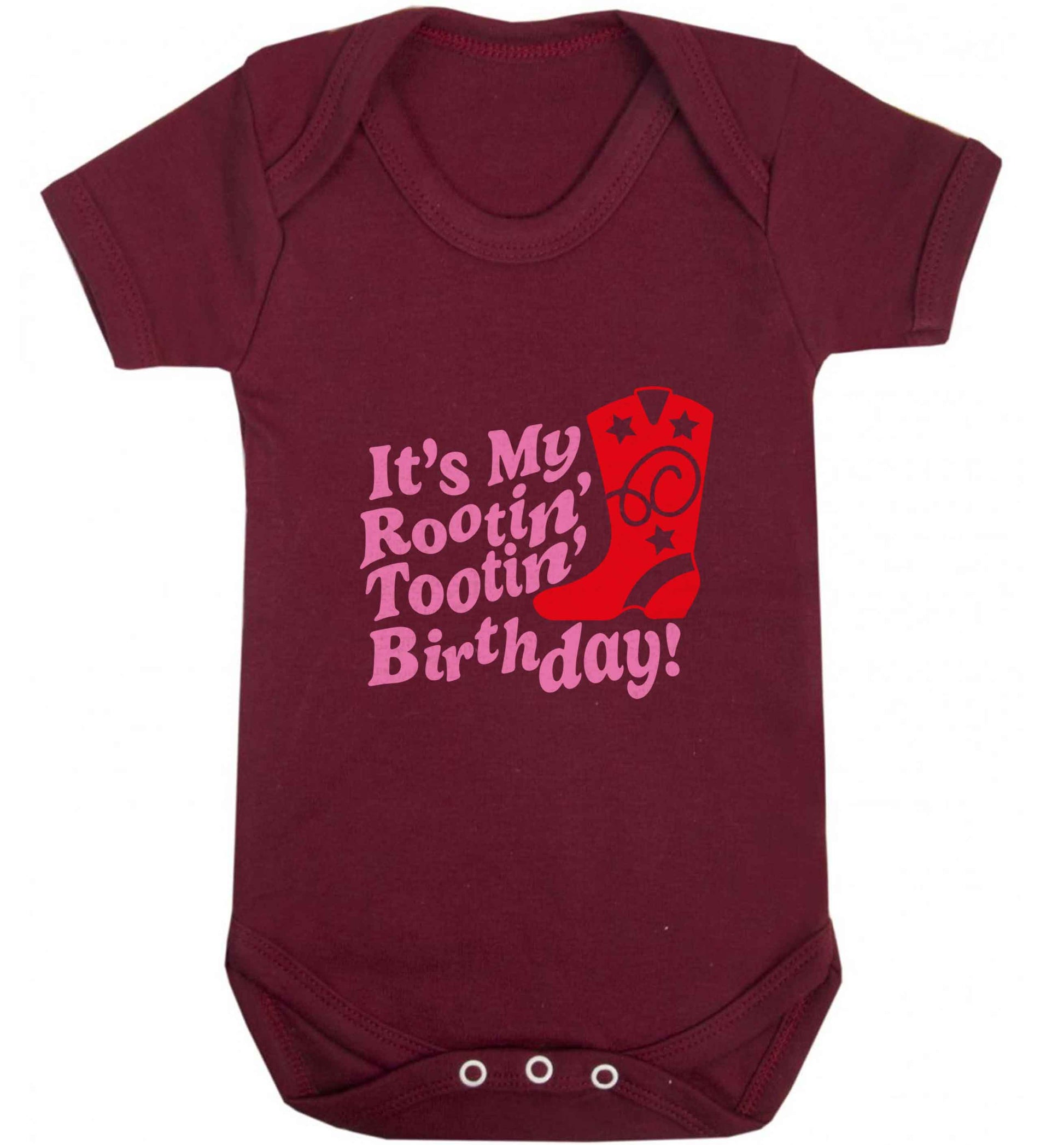 It's my rootin' tootin' birthday! baby vest maroon 18-24 months
