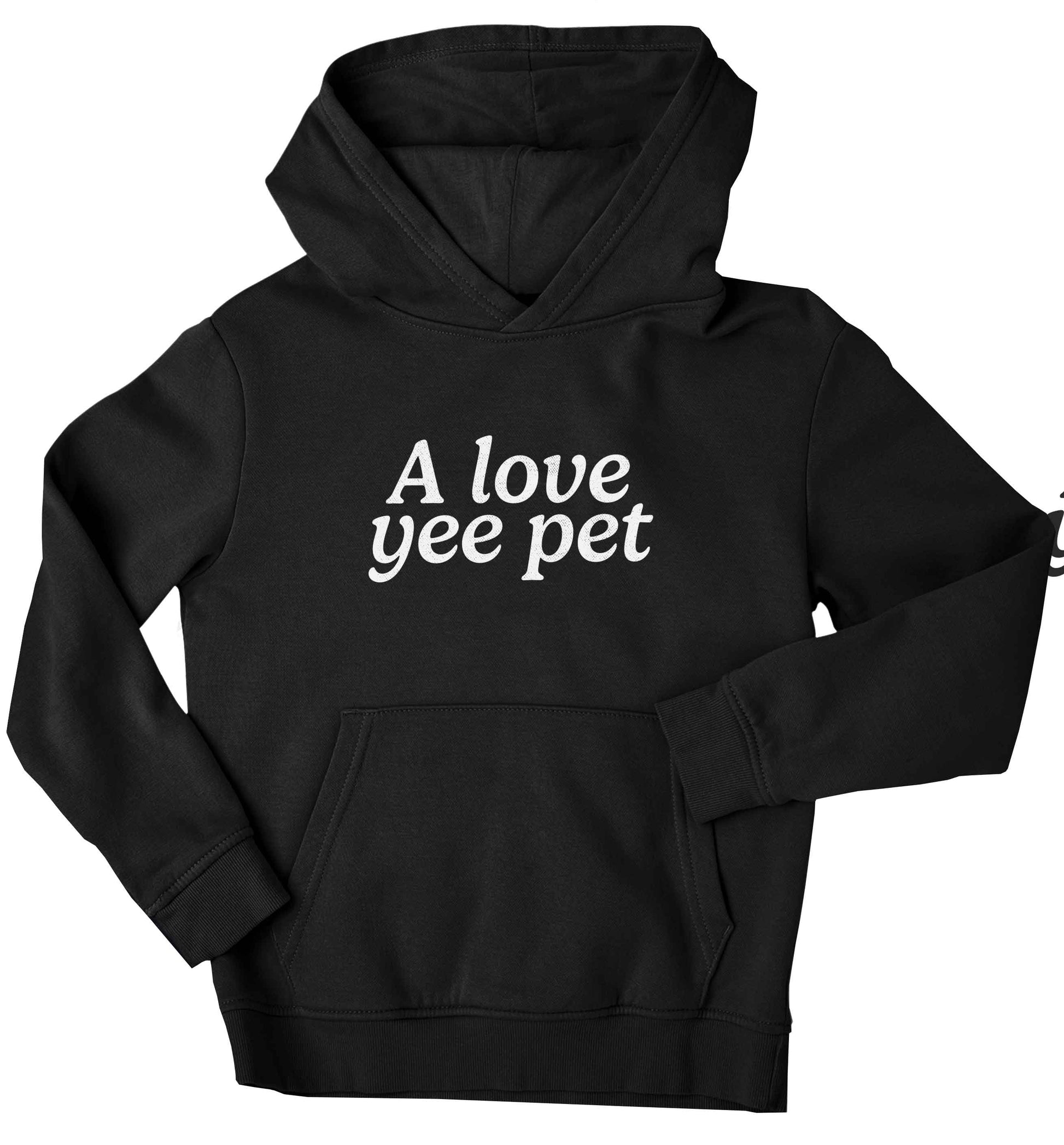 A love yee pet children's black hoodie 12-13 Years