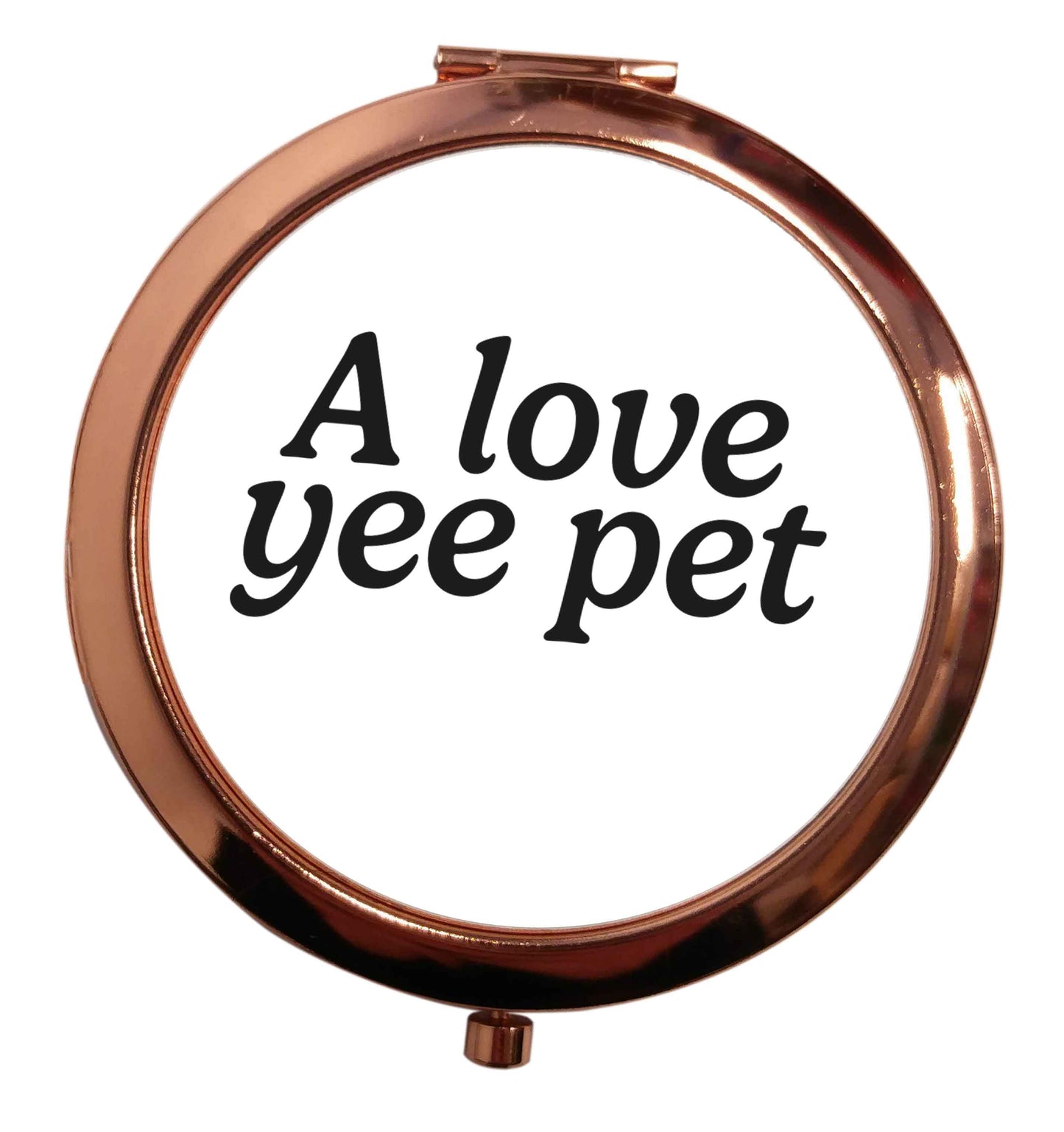 A love yee pet rose gold circle pocket mirror