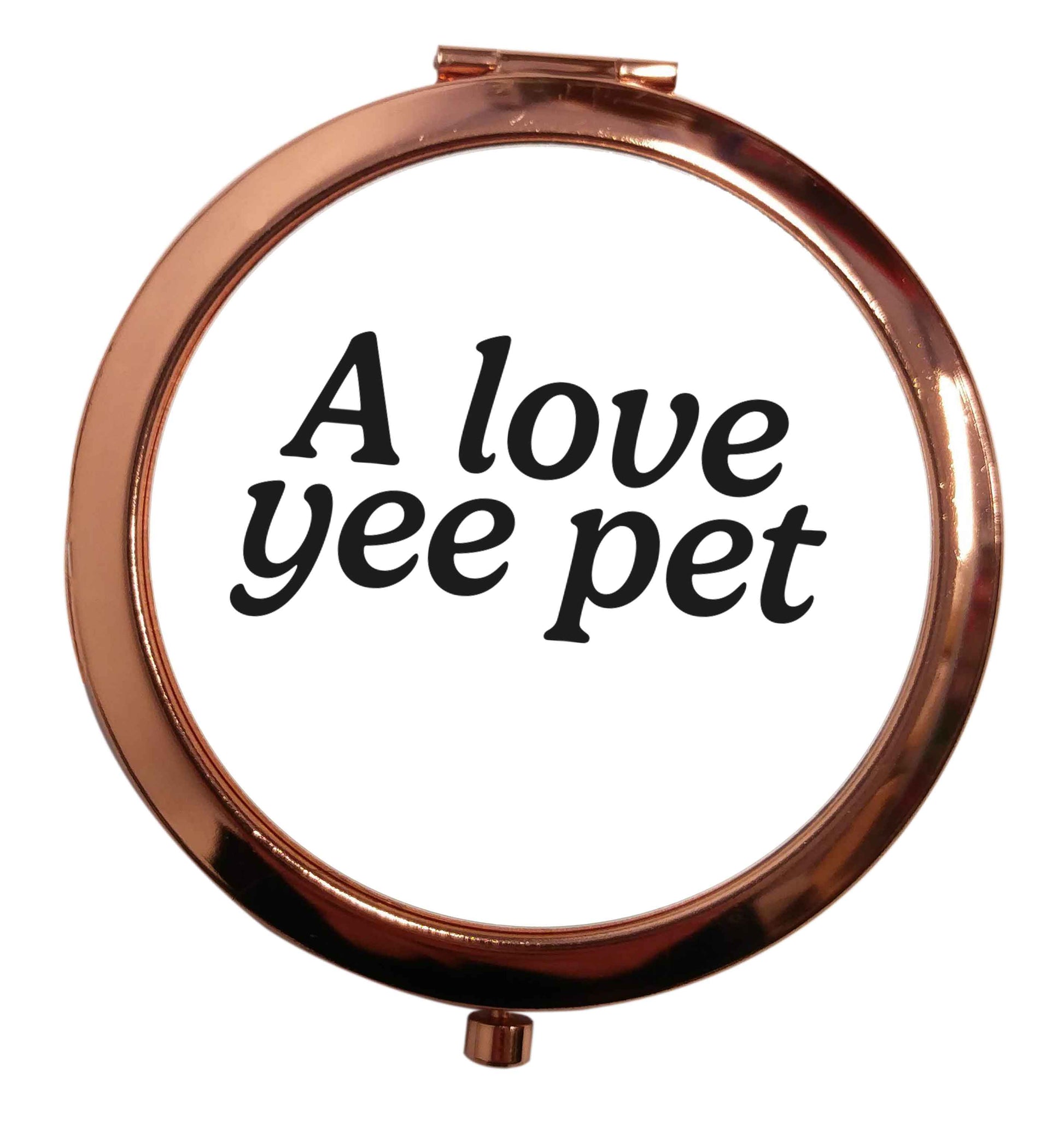 A love yee pet rose gold circle pocket mirror