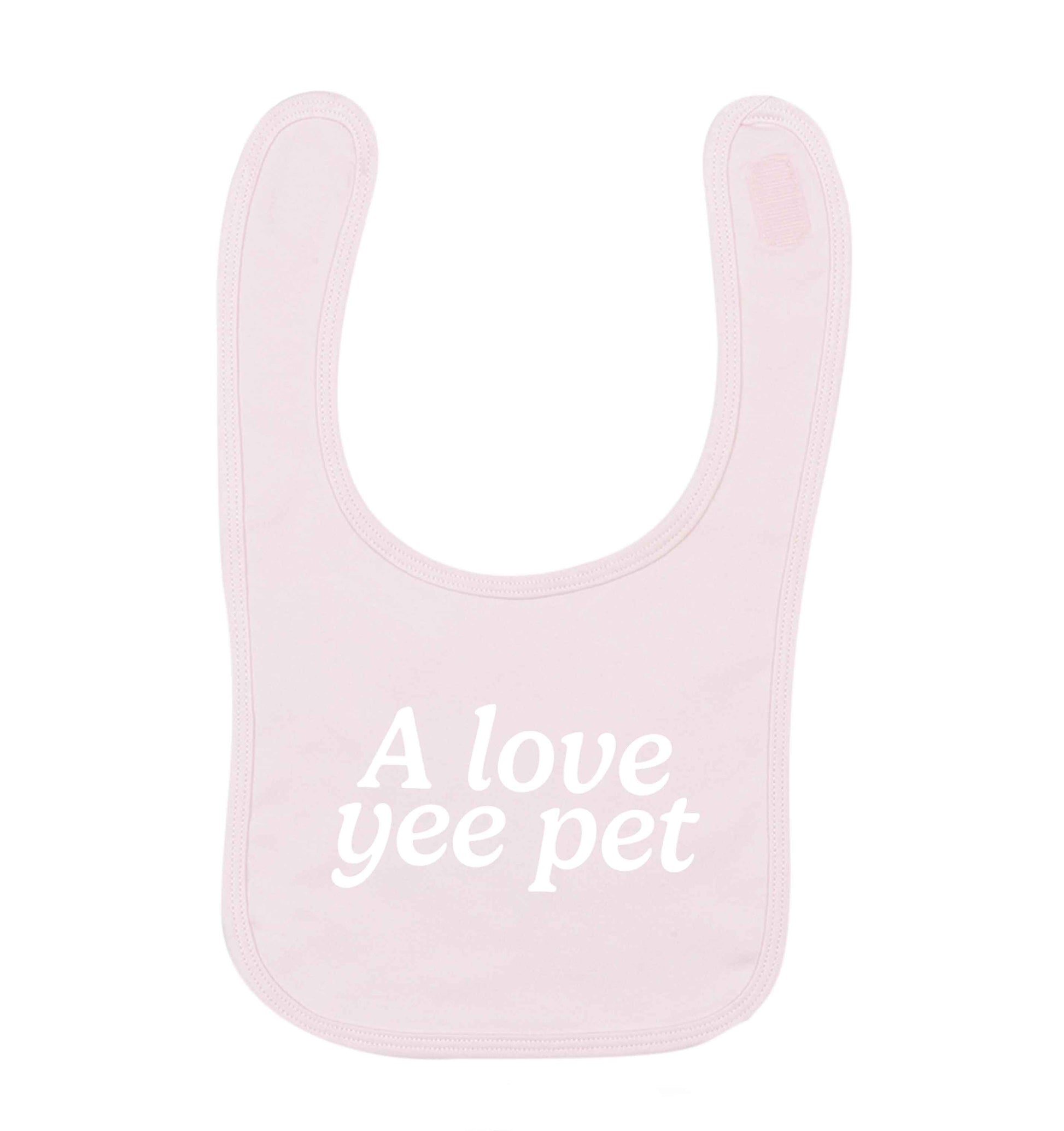 A love yee pet pale pink baby bib